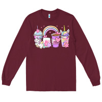 Burgundy unicorn coffee cups Long Sleeve Tee - Zillion Design Studio