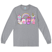 Heather Grey unicorn coffee cups Long Sleeve Tee - Zillion Design Studio