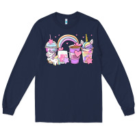 Navy unicorn coffee cups Long Sleeve Tee - Zillion Design Studio