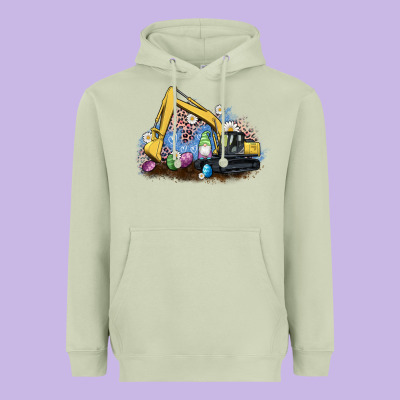 Easter Excavator Gnome Egg Leopard Heavyweight Hoodie Designed By Artiststas