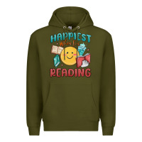 Army Green happiest when i'm reading Premium Hoodie - MaliasSmallBusiness