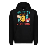 Black happiest when i'm reading Premium Hoodie - MaliasSmallBusiness