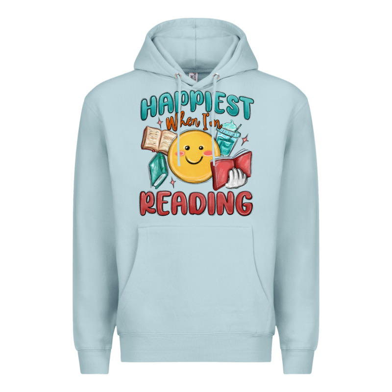 Happiest When I'm Reading Premium Hoodie by MaliasSmallBusiness | Teevron