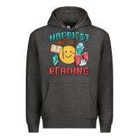 Charcoal Heather happiest when i'm reading Premium Hoodie - MaliasSmallBusiness