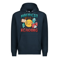 Navy happiest when i'm reading Premium Hoodie - MaliasSmallBusiness