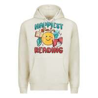 Oatmeal Heather happiest when i'm reading Premium Hoodie - MaliasSmallBusiness