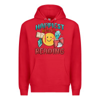 Red happiest when i'm reading Premium Hoodie - MaliasSmallBusiness