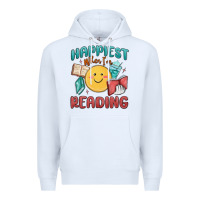 White happiest when i'm reading Premium Hoodie - MaliasSmallBusiness
