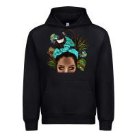 Black Lake Camping Afro Messy Bun Bbs Urban Hoodie - BundleAndBundleShop
