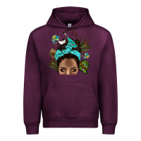 Mauve Wine Lake Camping Afro Messy Bun Bbs Urban Hoodie - BundleAndBundleShop