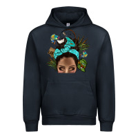 Navy Lake Camping Afro Messy Bun Bbs Urban Hoodie - BundleAndBundleShop