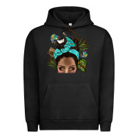 Pigment Black Lake Camping Afro Messy Bun Bbs Urban Hoodie - BundleAndBundleShop