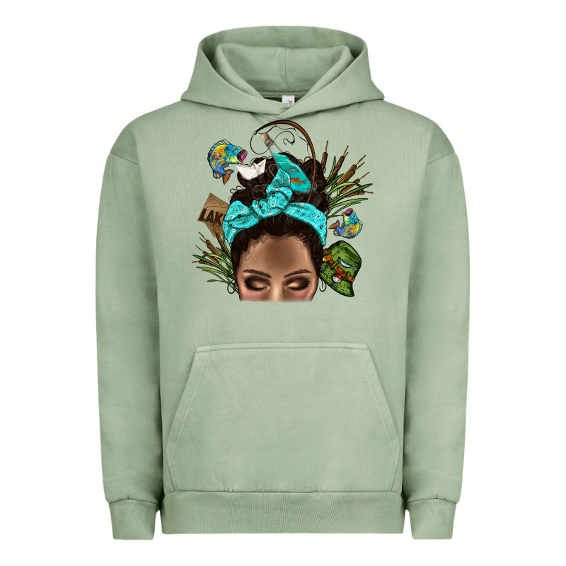 Lake Camping Afro Messy Bun Bbs Urban Hoodie by BundleAndBundleShop | Teevron