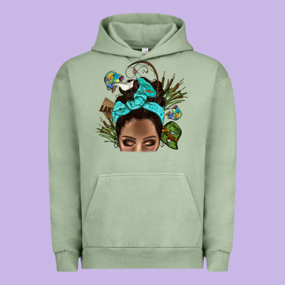 Lake Camping Afro Messy Bun Bbs Urban Hoodie Designed By Bundleandbundleshop