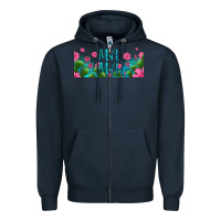 Navy cactus and flowers mama libbey glass Zipper Hoodie - HRA Design Shop