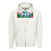 Oatmeal Heather cactus and flowers mama libbey glass Zipper Hoodie - HRA Design Shop