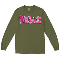 Army Green Breast Cancer Brave Long Sleeve Tee - texasbilliewilder