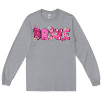 Heather Grey Breast Cancer Brave Long Sleeve Tee - texasbilliewilder