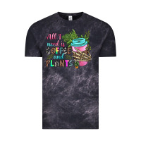 Cloud Black all i need is coffee and plants Vintage Tee - texasbilliewilder