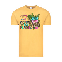 Vintage Mustard all i need is coffee and plants Vintage Tee - texasbilliewilder