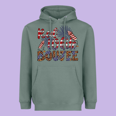 Red White Boujee Heavyweight Hoodie Designed By Artiststas