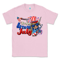 Bubblegum Pink Happy 4th of July cow Classic Tee - CowGirlArtShop
