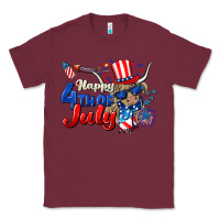 Burgundy Happy 4th of July cow Classic Tee - CowGirlArtShop