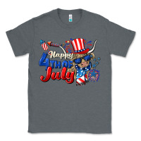 Charcoal Heather Happy 4th of July cow Classic Tee - CowGirlArtShop