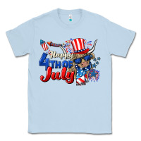 Dusty Blue Happy 4th of July cow Classic Tee - CowGirlArtShop
