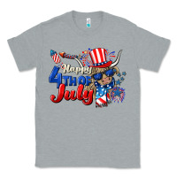 Heather Grey Happy 4th of July cow Classic Tee - CowGirlArtShop