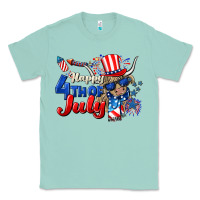 Seafoam Happy 4th of July cow Classic Tee - CowGirlArtShop
