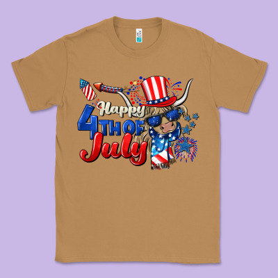 Happy 4th Of July Cow Classic Tee Designed By Cowgirlartshop