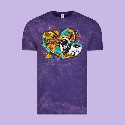 Vintage Tee cowhide leopard hearts
