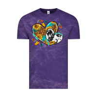 Cloud Purple cowhide leopard hearts Vintage Tee - texasbilliewilder