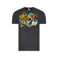 Vintage Black cowhide leopard hearts Vintage Tee - texasbilliewilder
