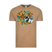 Vintage Coffee cowhide leopard hearts Vintage Tee - texasbilliewilder