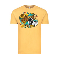 Vintage Mustard cowhide leopard hearts Vintage Tee - texasbilliewilder