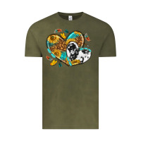 Vintage Olive cowhide leopard hearts Vintage Tee - texasbilliewilder