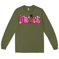 Army Green Breast Cancer Brave with Afro Woman Long Sleeve Tee - texasbilliewilder