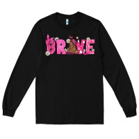 Black Breast Cancer Brave with Afro Woman Long Sleeve Tee - texasbilliewilder