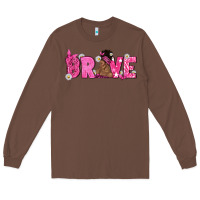 Chestnut Breast Cancer Brave with Afro Woman Long Sleeve Tee - texasbilliewilder