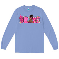 Colony Blue Breast Cancer Brave with Afro Woman Long Sleeve Tee - texasbilliewilder