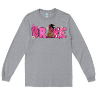 Heather Grey Breast Cancer Brave with Afro Woman Long Sleeve Tee - texasbilliewilder