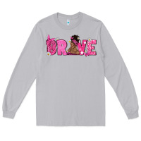 Moon Dust Breast Cancer Brave with Afro Woman Long Sleeve Tee - texasbilliewilder