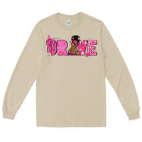 Breast Cancer Brave With Afro Woman Long Sleeve Tee | Teevron