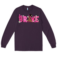 Plum Breast Cancer Brave with Afro Woman Long Sleeve Tee - texasbilliewilder