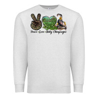 Oatmeal Heather Leopard Peace Love Baby Chimpanzee Premium Sweatshirt - LillyAllenDesigns