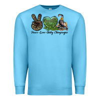 Ocean Blue Leopard Peace Love Baby Chimpanzee Premium Sweatshirt - LillyAllenDesigns