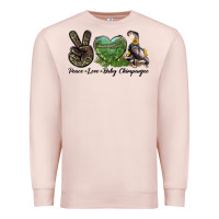 Pale Pink Leopard Peace Love Baby Chimpanzee Premium Sweatshirt - LillyAllenDesigns