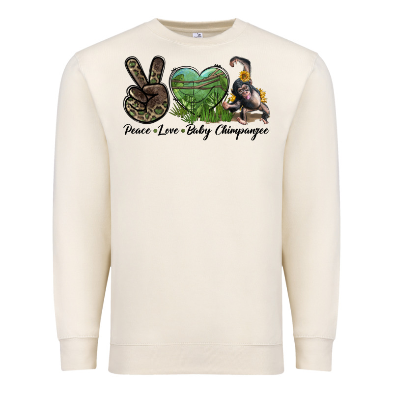 Leopard Peace Love Baby Chimpanzee Premium Sweatshirt by LillyAllenDesigns | Teevron